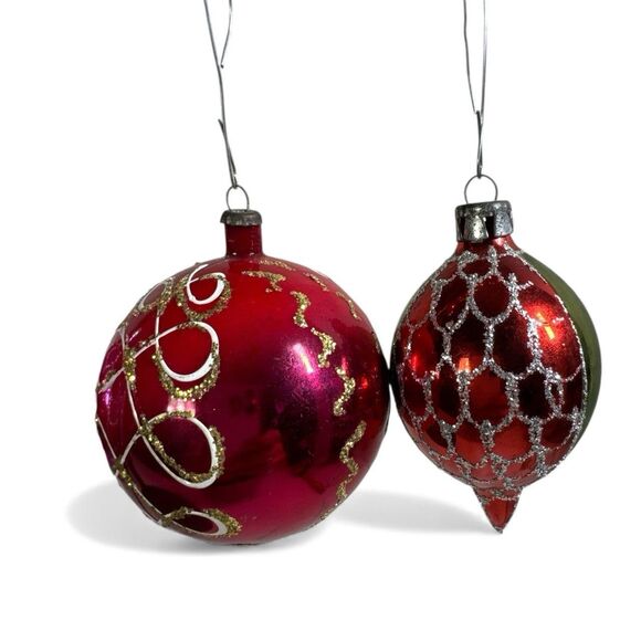 Lot Of 8 Vintage Mercury Glass Christmas Indent Teardrop Ball Ornaments LOOK - Picture 5 of 16